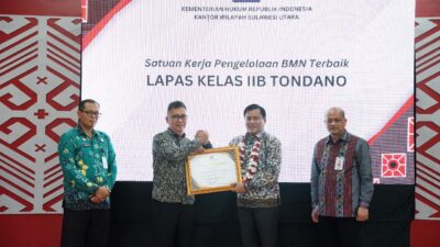 Lapas Tondano Raih Tiga Penghargaan di Refleksi Akhir Tahun Kanwil Kementerian Hukum Sulut