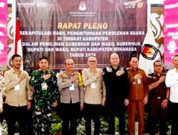 Kapolres AKBP S. Sophian Hadiri Rapat Pleno di KPU Minahasa, Pantau Pengamanan Personel