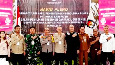 Kapolres AKBP S. Sophian Hadiri Rapat Pleno di KPU Minahasa, Pantau Pengamanan Personel